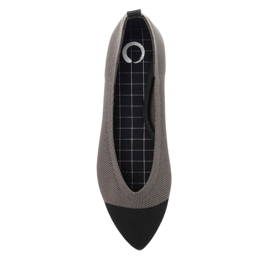 Journee Collection Vintage Y2K Gray Black Knit Pointed Toe Flats Women's Size 8